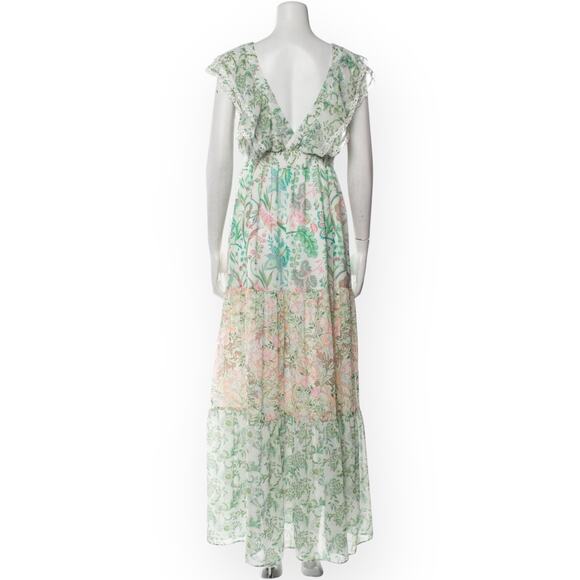 HOUSE OF HARLOW PaisleyTiered Maxi Dress Fairy Beach Boho V-Back Cottagecore - Picture 2 of 13